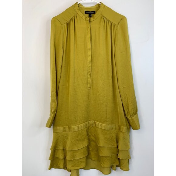 Banana Republic Long Sleeve Tiered Dress Mini Gold Sz 4 Drop Waist NWT $128 6930 - Picture 7 of 16